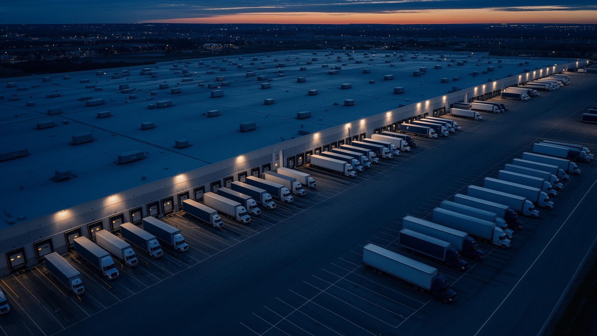 Aerial of logistics distribution center